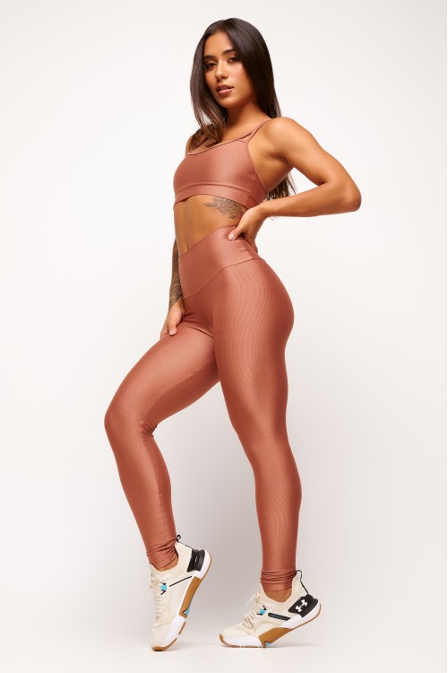 Calça Legging Bronze com cintura alta Essence