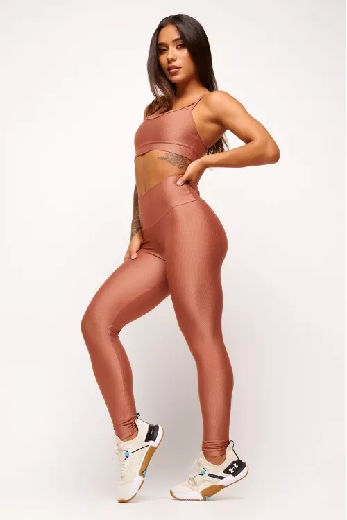 Calça Legging Bronze com cintura alta Essence