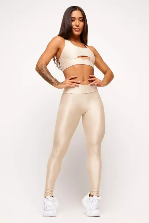 Calça Legging Nude Transpassada Essence