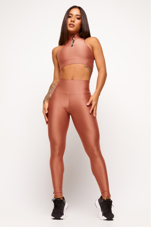 Calça Legging Bronze com Zíper Essence
