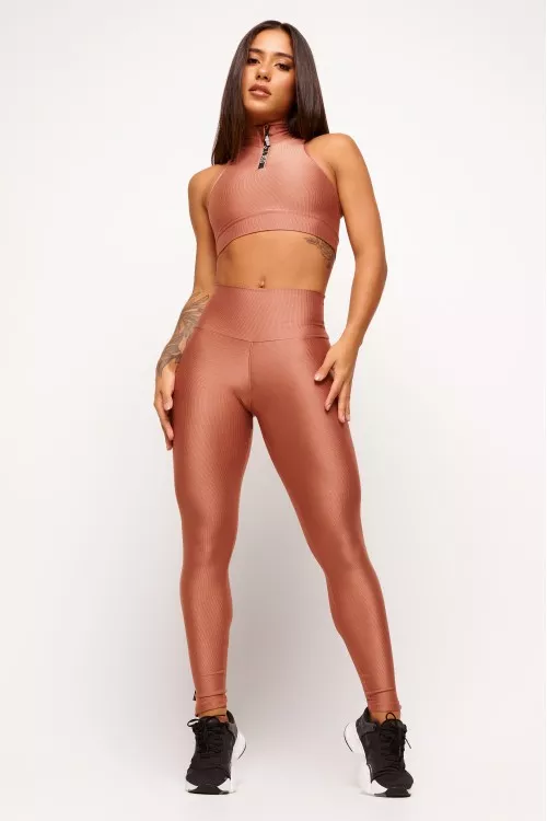 Calça Legging Bronze com Zíper Essence