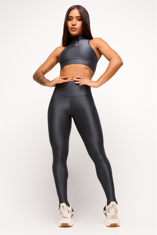 Calça Legging Gray com Zíper Essence