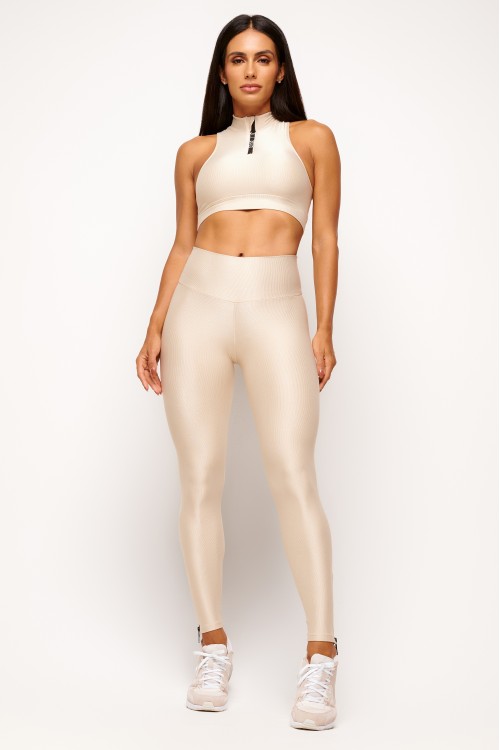 Calça Legging Nude com Zíper Essence