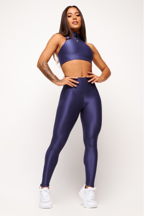 Calça Legging Navy com Zíper Essence