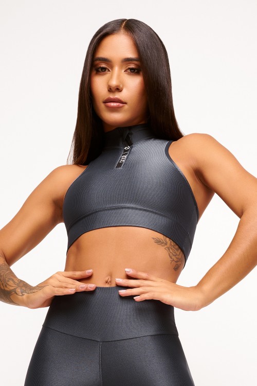 Top Gray com Zíper Essence