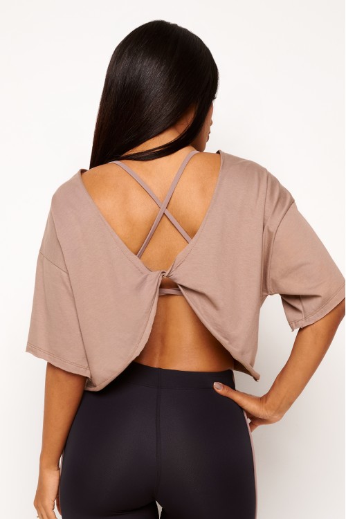Blusa Nude de Algodão Twist Motion