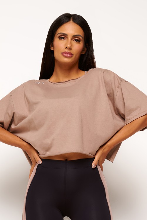 Blusa Nude de Algodão Twist Motion