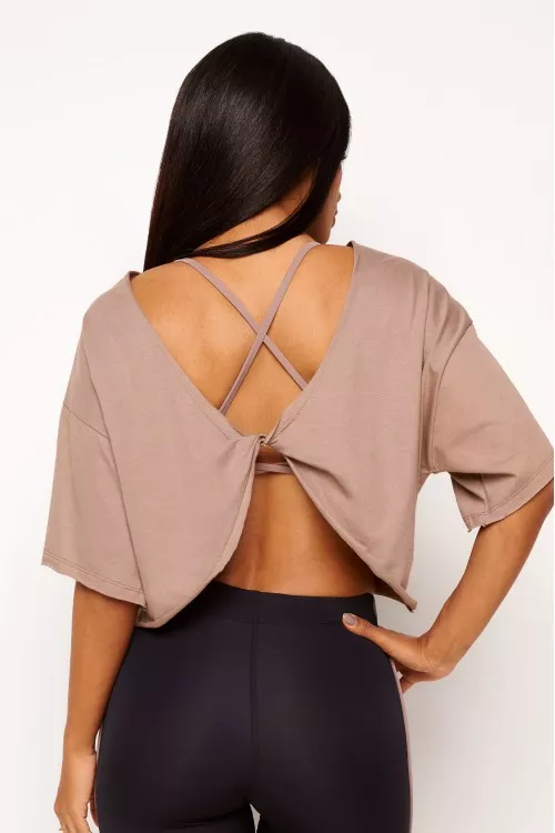 Blusa Nude de Algodão Twist Motion