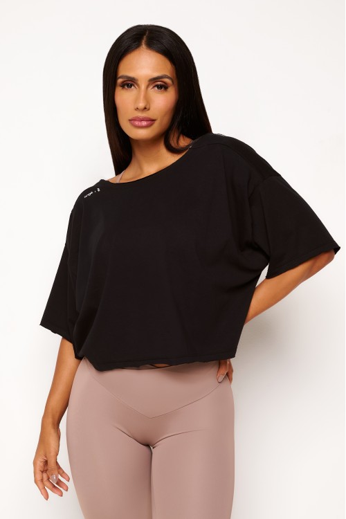 Blusa Preta de Algodão Twist Motion