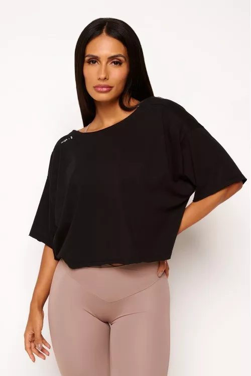 Blusa Preta de Algodão Twist Motion