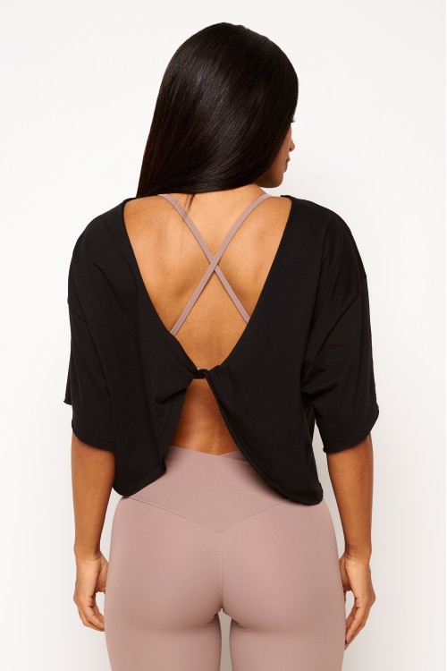 Blusa Preta de Algodão Twist Motion