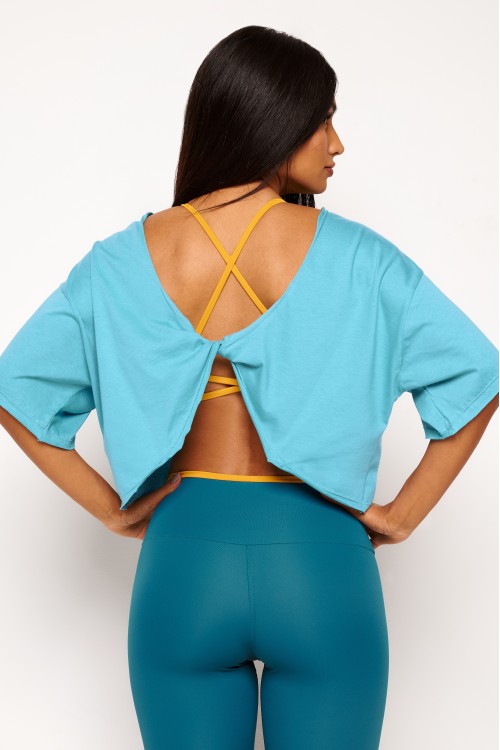 Blusa Azul de Algodão Twist Motion