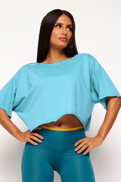 Blusa Azul de Algodão Twist Motion