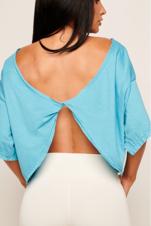 Blusa Azul de Algodão Twist Motion