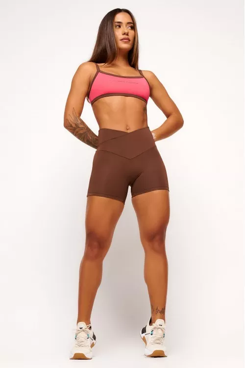 Short Marrom Básico Transpassado