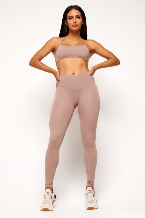 Calça Legging Nude Básica Transpassada