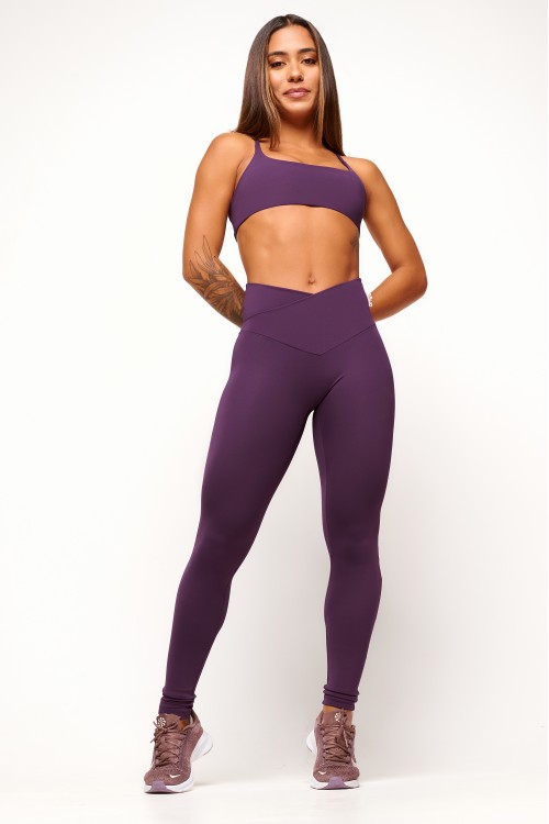 Calça Legging Uva Básica Transpassada