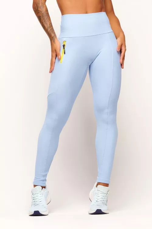 Calça Legging Azul com Blackout Neutral