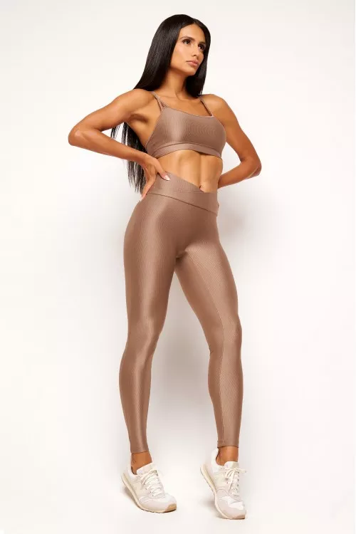 Calça Legging Castanho Transpassada Essence
