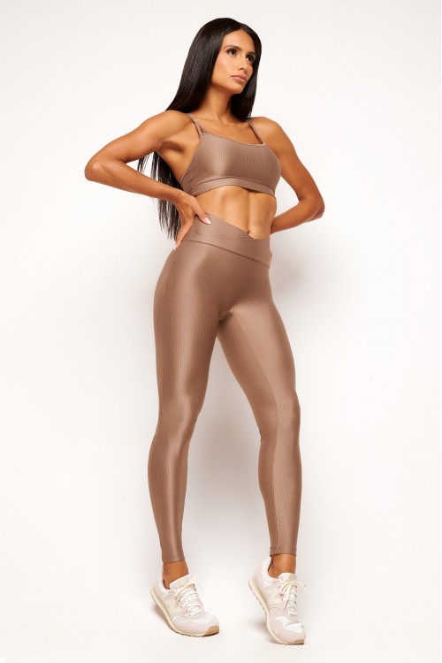 Calça Legging Castanho Transpassada Essence