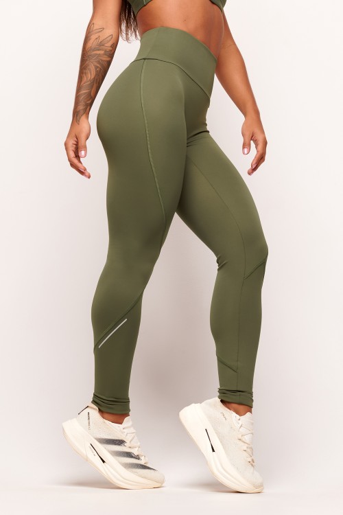 Calça Legging com bolso Verde Militar Split