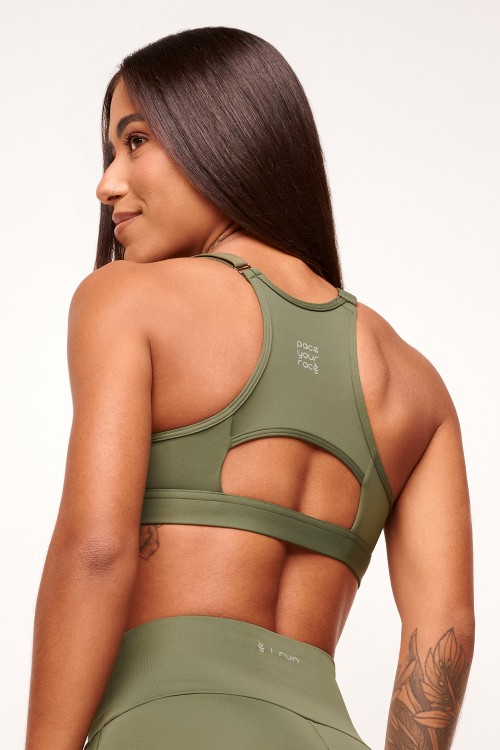 Top com bolso Verde Militar Split