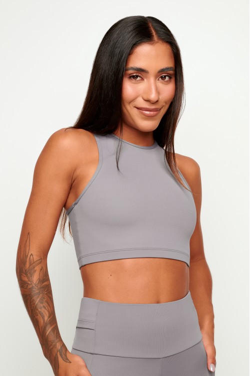 Top com bolso Cinza Pace