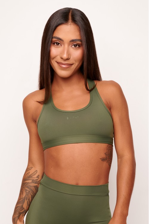 Top com bolso Verde Militar Tempo