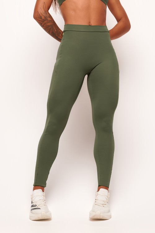 Calça legging com bolso verde militar tempo