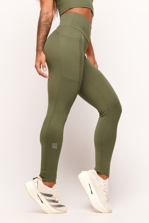 Calça Legging com bolso Verde Militar Draft