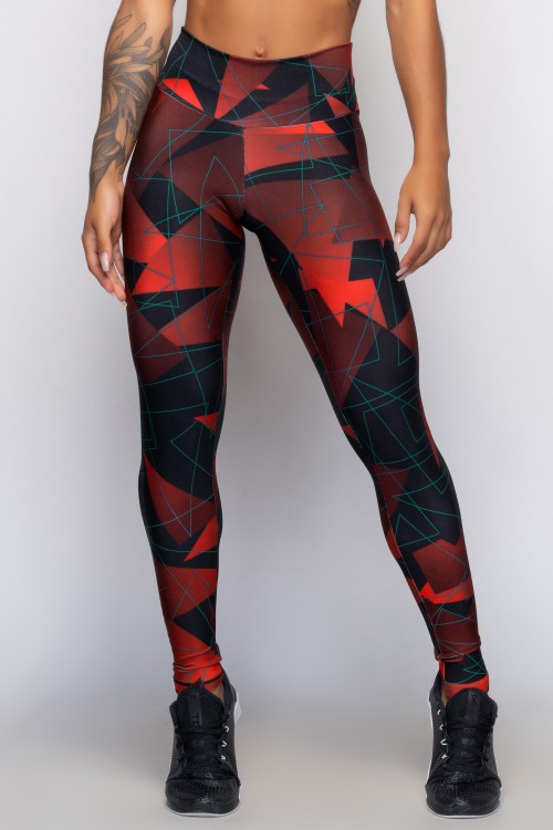 Calça Legging Feminina com Estampa Sublimada Red