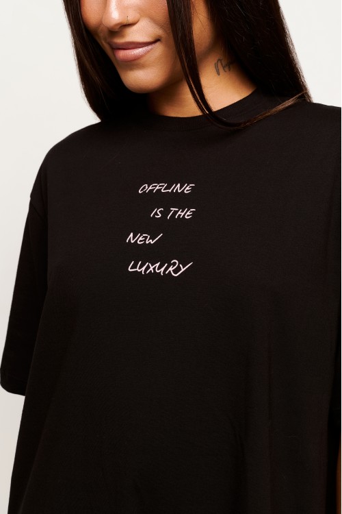 Blusa Oversized Preta de Algodão Offline