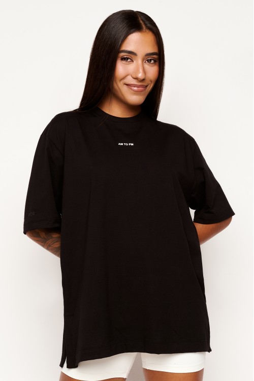 Blusa Oversized Preta de Algodão AM to PM