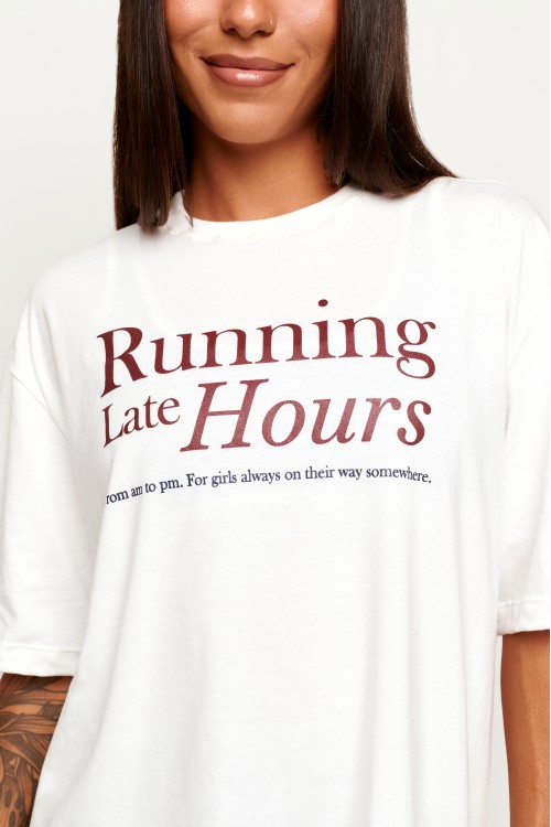 Blusa Oversized Cream de Algodão Running Late