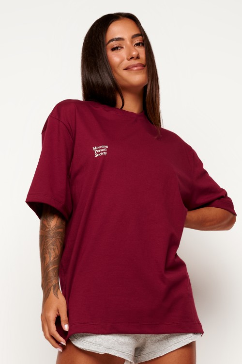 Blusa Oversized Merlot de Algodão Morning Person