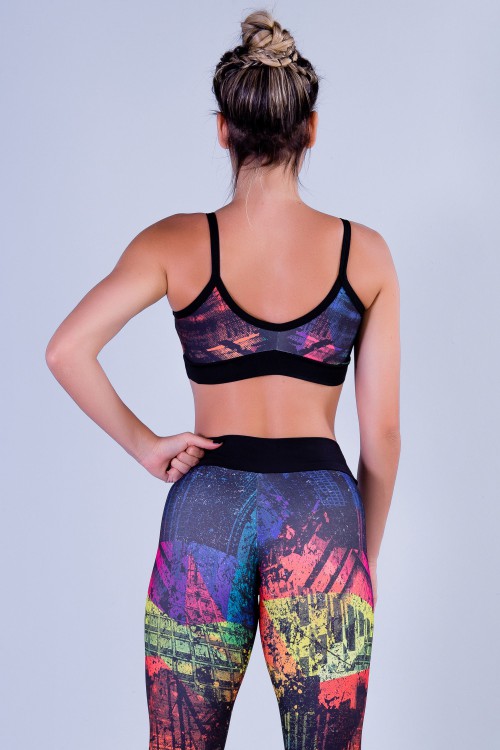 Top Fitness Feminino com Estampa Sublimada Manhattan
