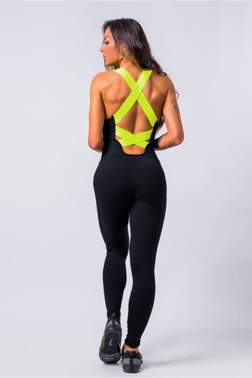 Macacão Fitness Feminino Preto Savage