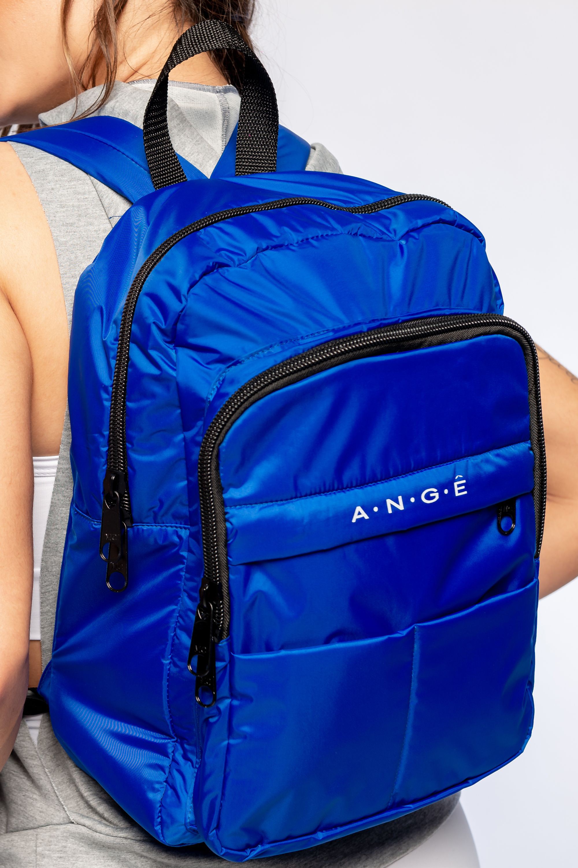 Mochila Fitness Feminina Azul com Bolsos