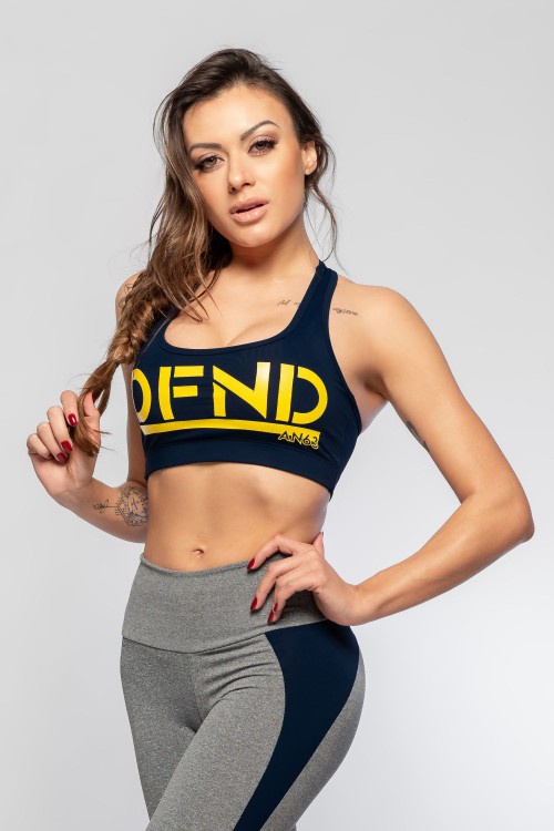 Top Fitness Feminino Azul Defend