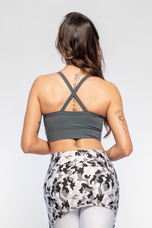 Top Fitness Feminino Cinza Basics