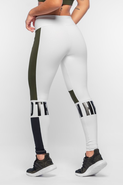 Calça Legging Feminina Branca Train Hard