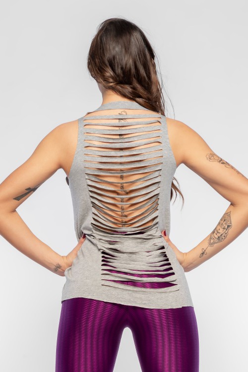 Regata Fitness Feminina Cinza Breathe
