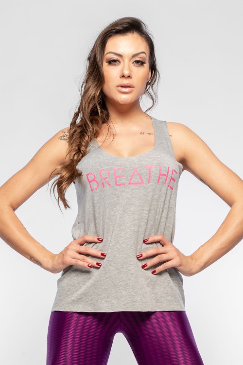 Regata Fitness Feminina Cinza Breathe