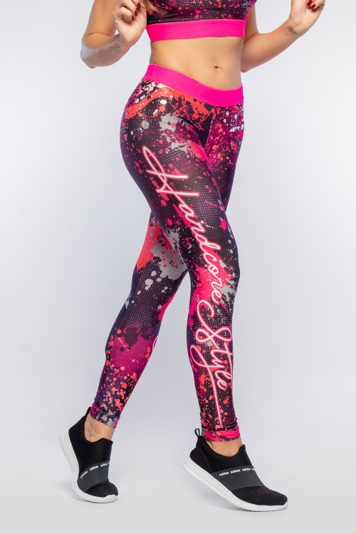 Calça Legging Feminina com Estampa Sublimada Pink Splash