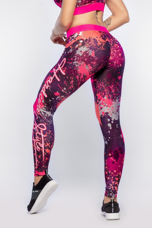 Calça Legging Feminina com Estampa Sublimada Pink Splash