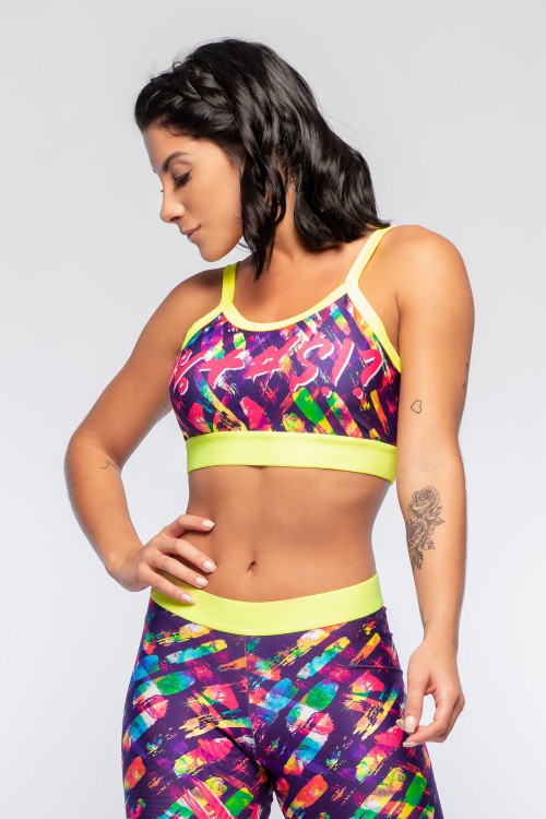 Top Fitness Feminino com Estampa Sublimada Energy