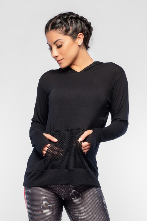 Blusa Fitness Feminina com Capuz Skull Hood