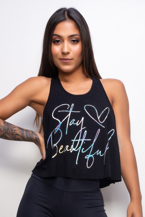 Regata Fitness Feminina Preta Stay Beautiful