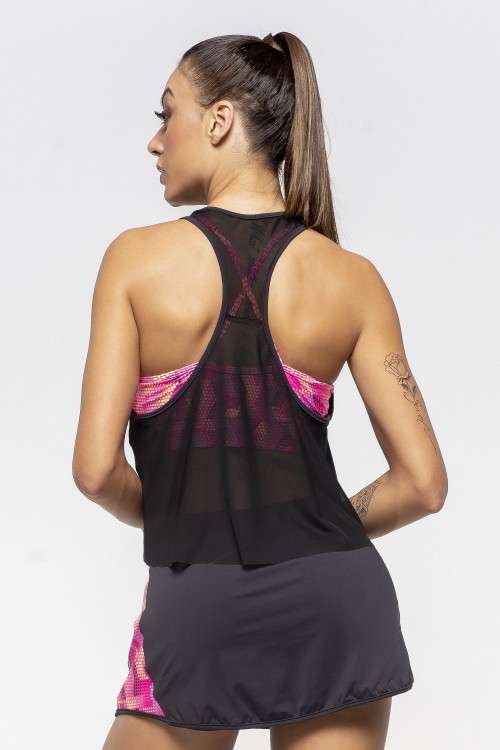 Regata Fitness Feminina de Tule Preto Shadow