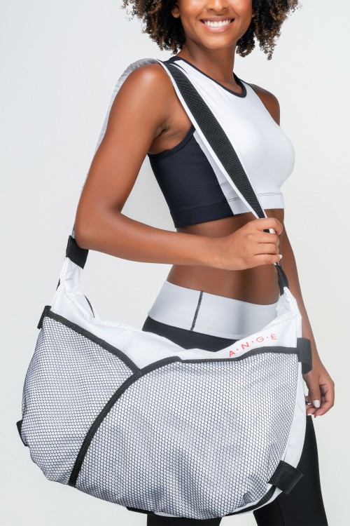 Bolsa Fitness Feminina Branca com tela